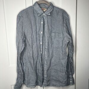 Faherty Plaid 100% Linen Button Down Shirt Men's Size Medium